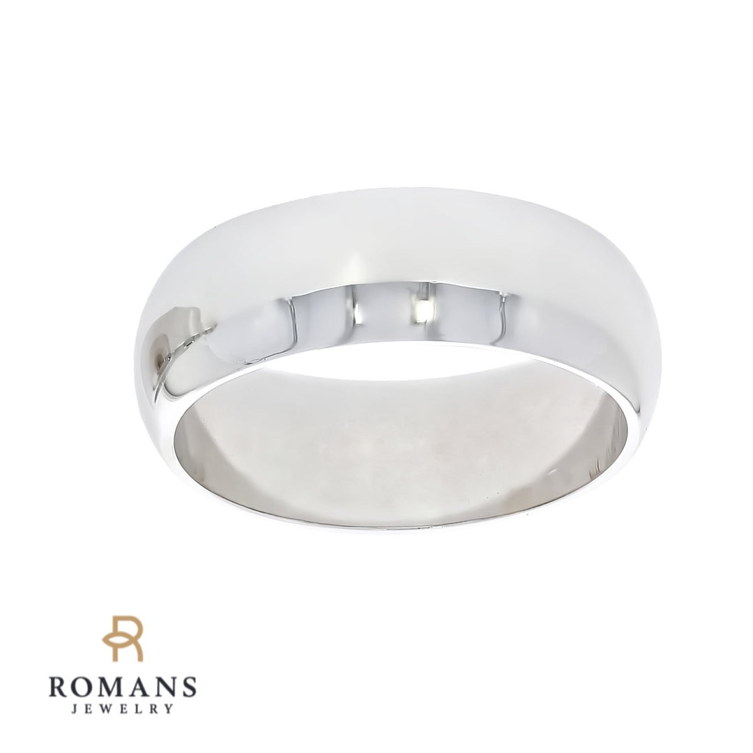 Men's Wedding 8MM Band 14K White Gold