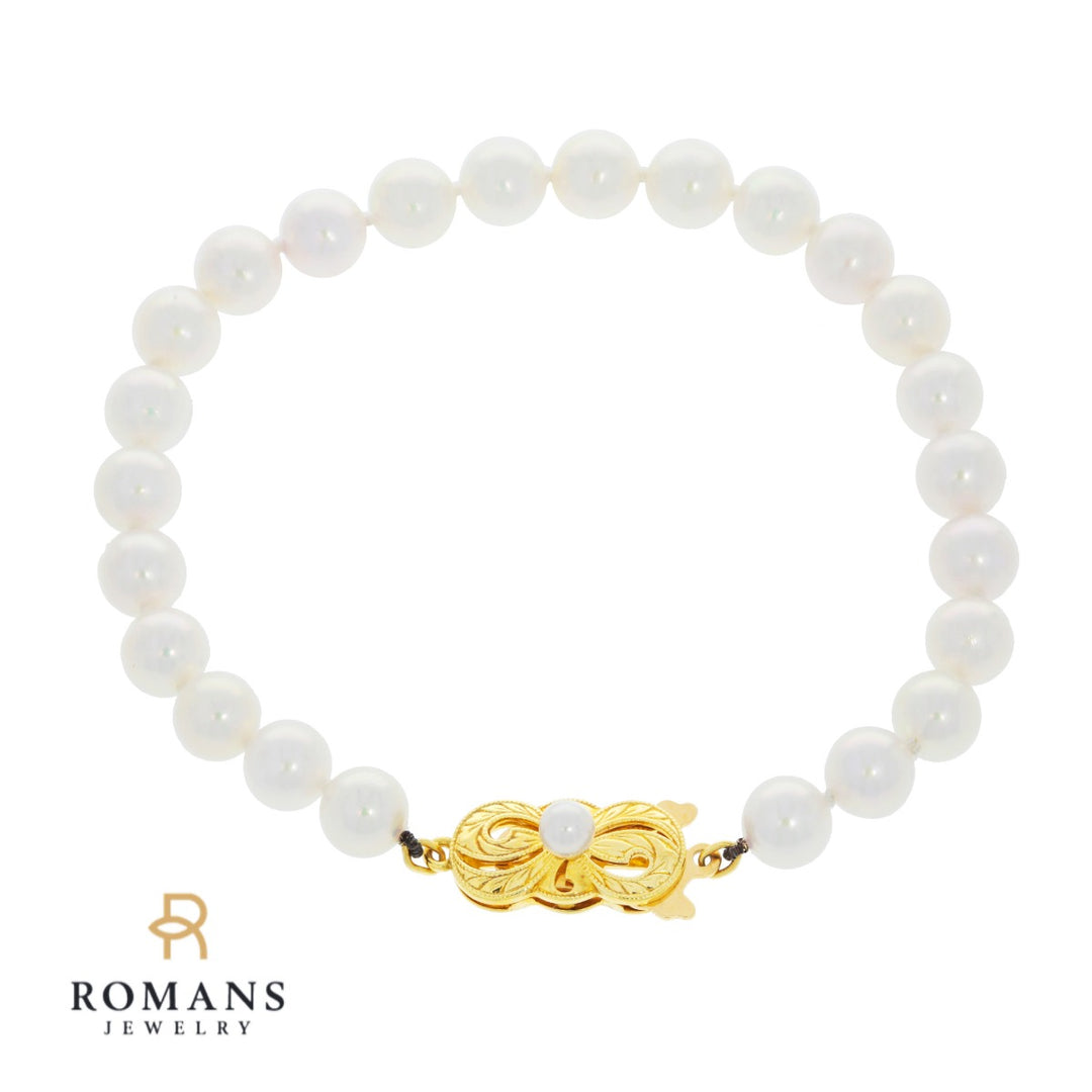Mikimoto Akoya Cultured Pearl Bracelet 18K Yellow Gold