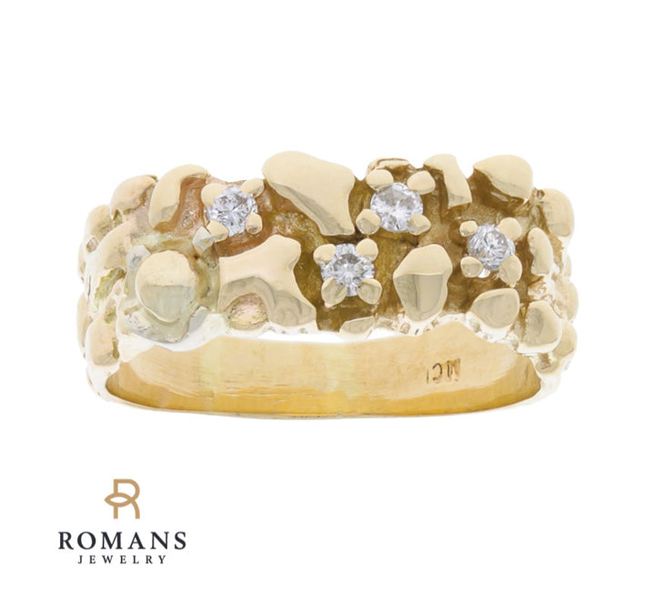 Nugget Style Diamond Ring 14K Yellow Gold