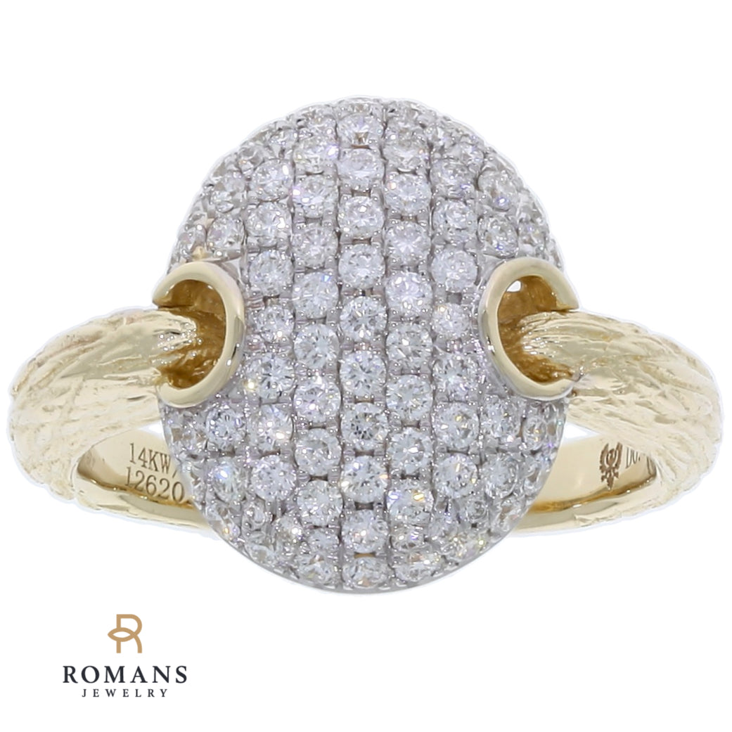 Pave Cluster Diamond Ring 14K Two Tone .85 CTW