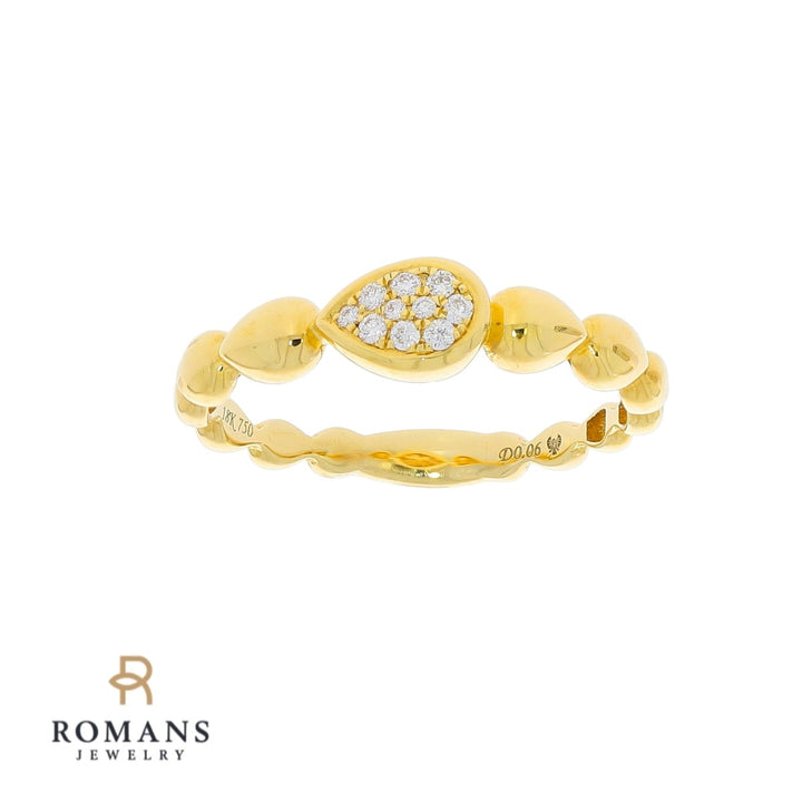Pear Shaped Bead Diamond Band 18K Yellow Gold .06 CTW