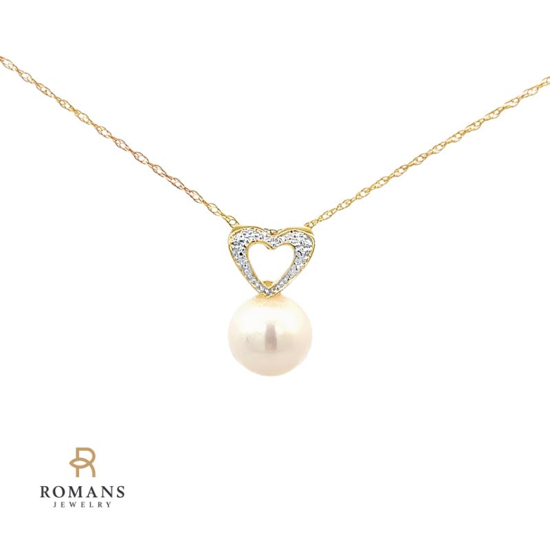 Pearl Heart Pendant 14K Two Tone
