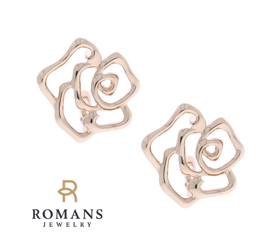 Rose Shaped Earrings 14K Rose Gold