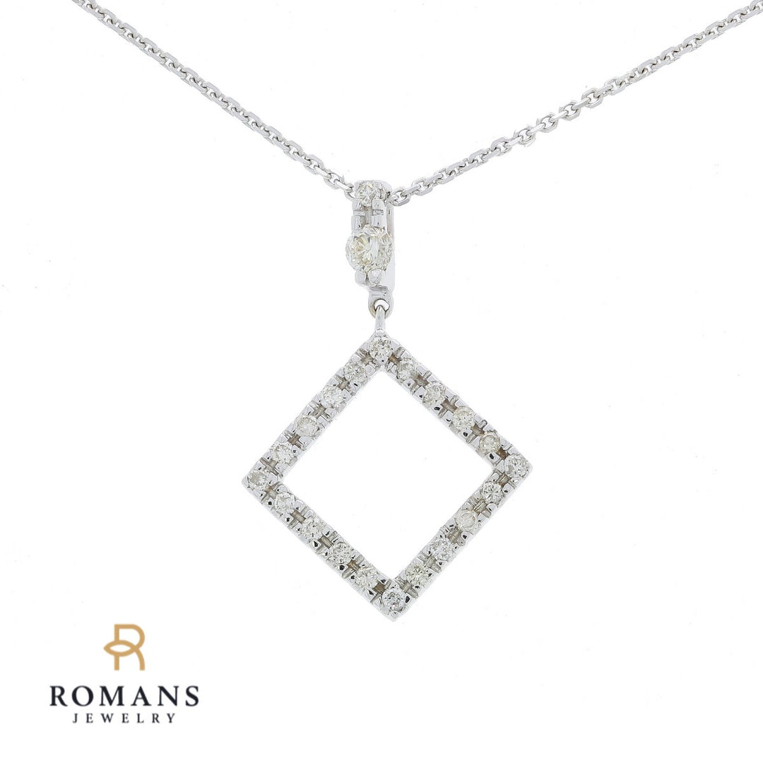 Square Diamond Pendant 18K White Gold .30CTW