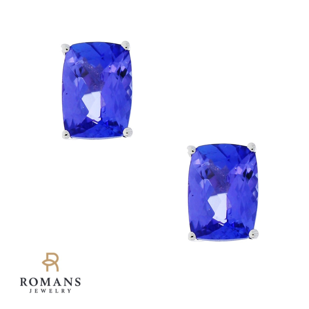 Tanzanite Stud Earrings 14K White Gold 1.60CTW