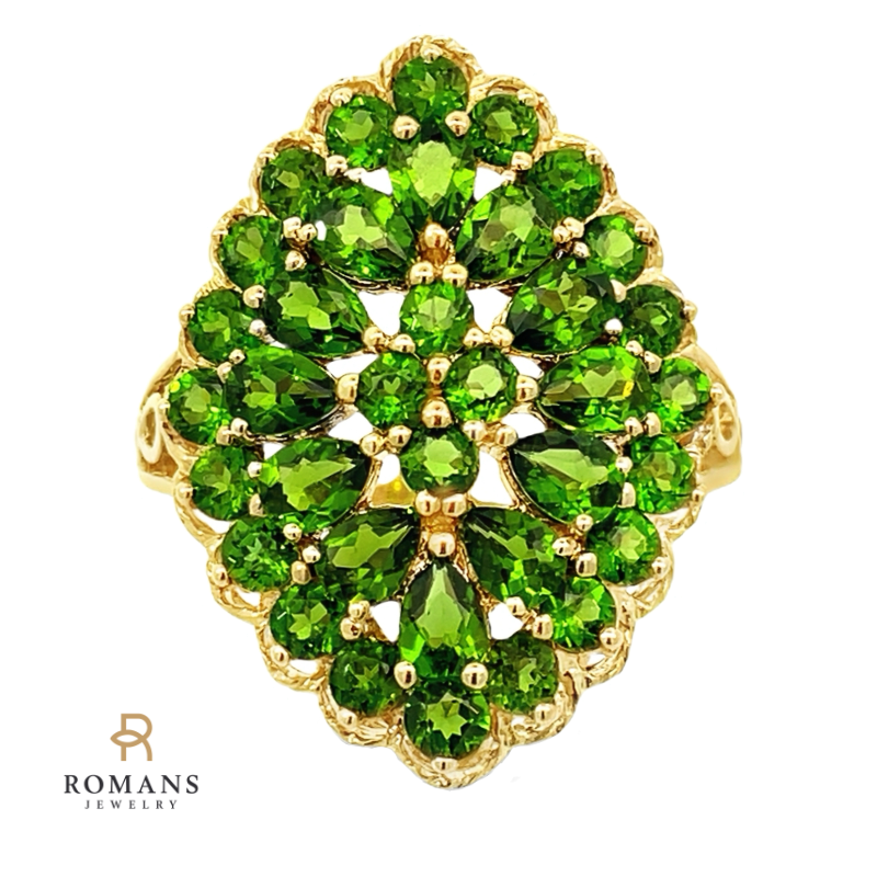 Tsavorite Garnet Pear-Shaped Ring 14K Yellow Gold