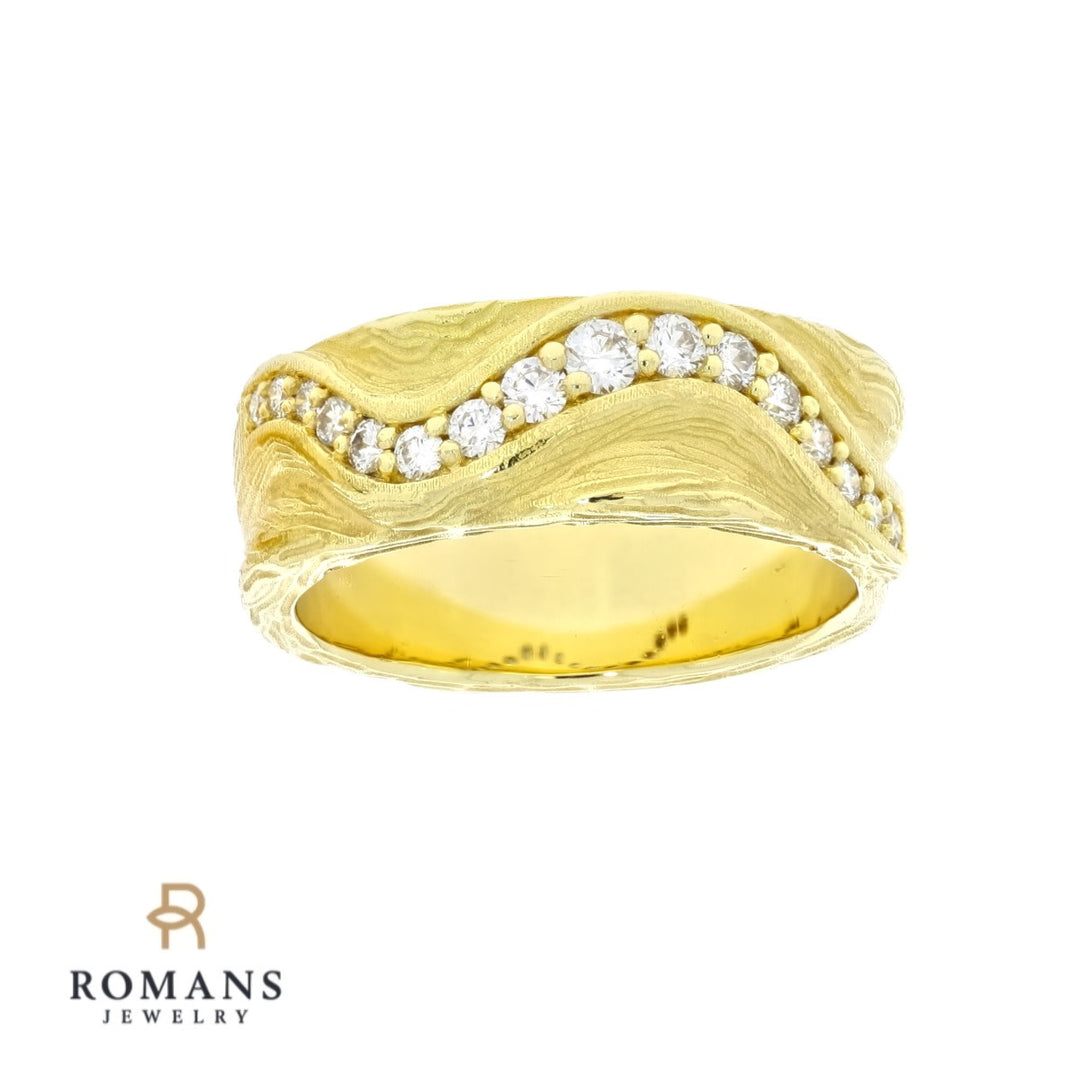 Wood Grain Diamond Band 18K Yellow Gold .25CTW