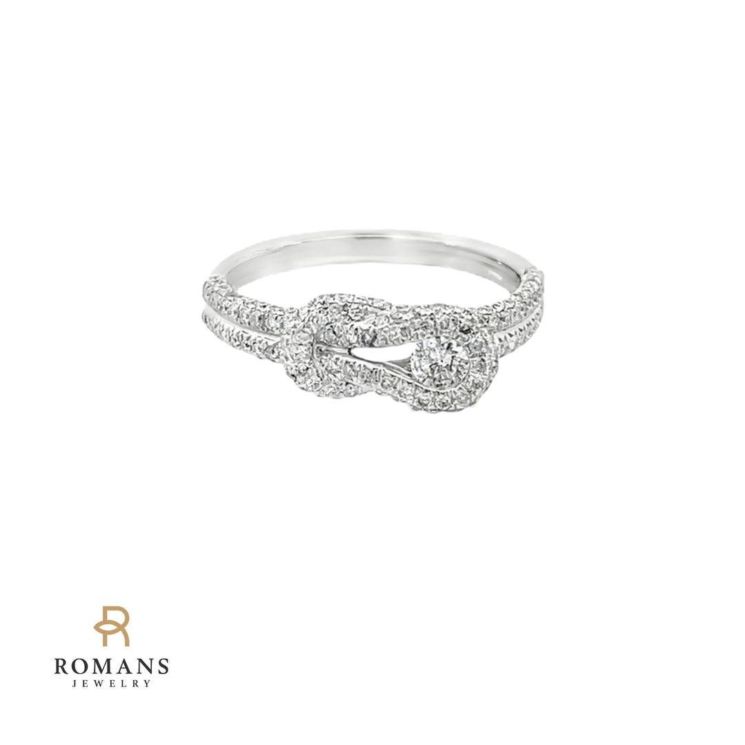 Love Knot Diamond Ring 14K White Gold .70CTW