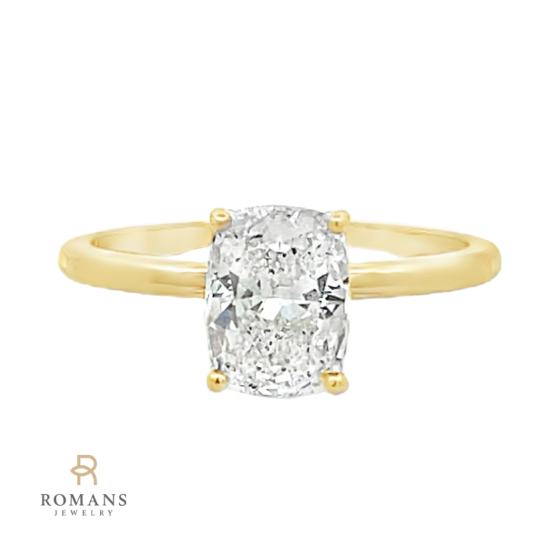 Lab Grown Cushion Cut Diamond Engagement Ring 14K Yellow Gold 1.56CT