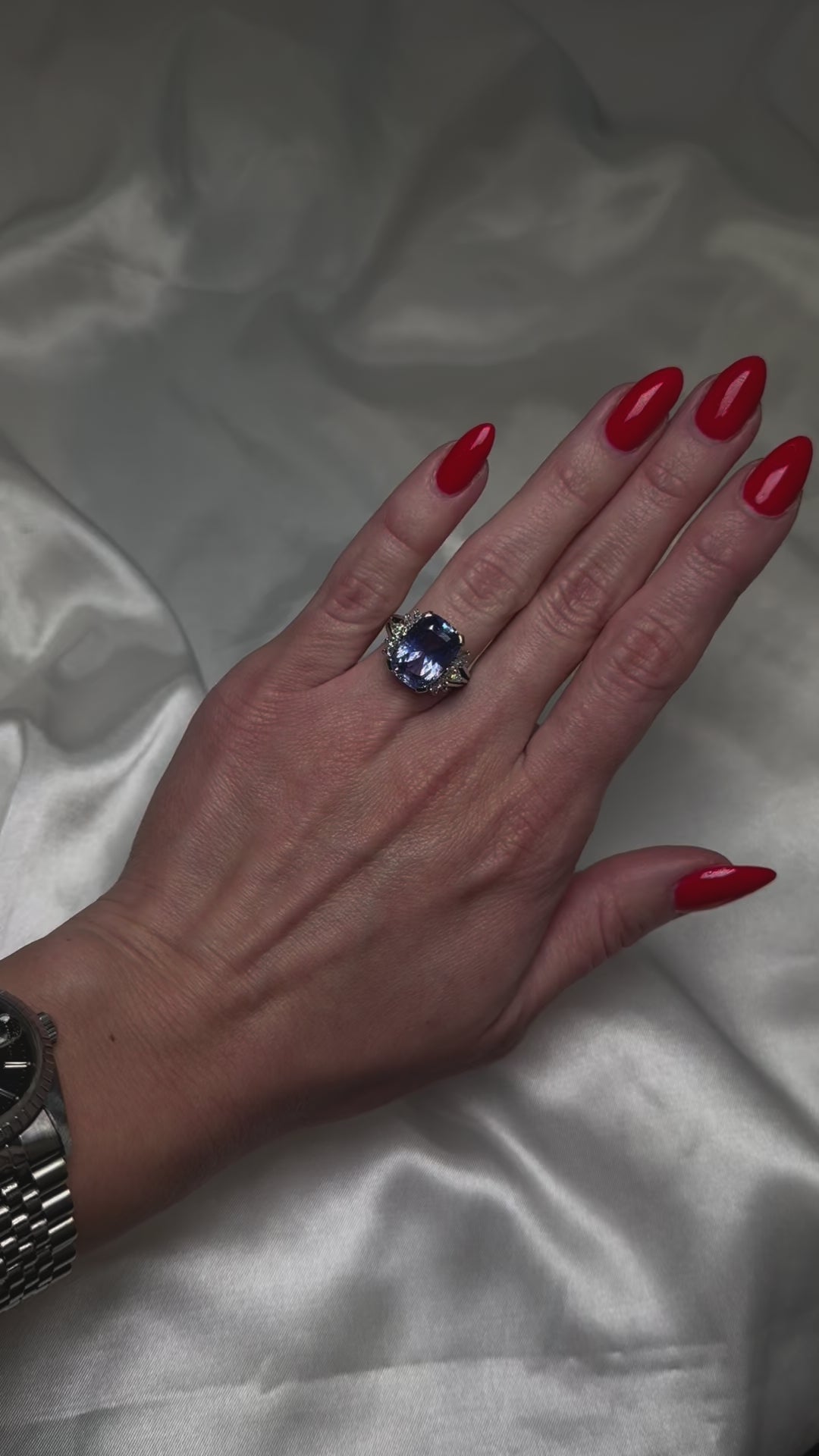 Sapphire Diamond Ring Natural GIA NO HEAT 14K White Gold 10.28CT