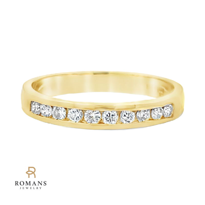 Diamond Channel Set 3MM 14K Yellow Gold Band 0.31CT
