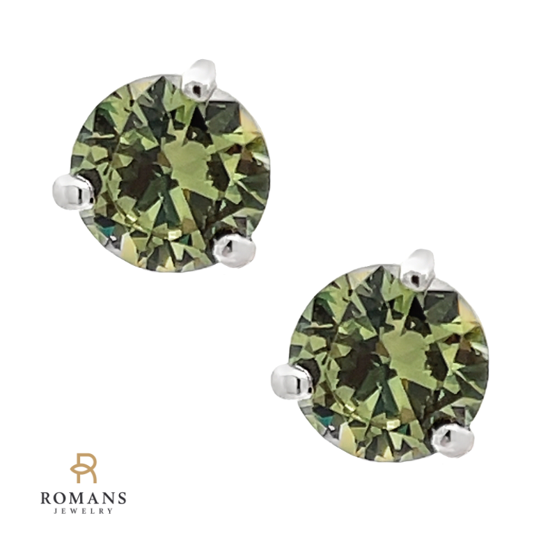 Demantoid Garnet Namibian Natural Studs 14K White Gold 2.04CT