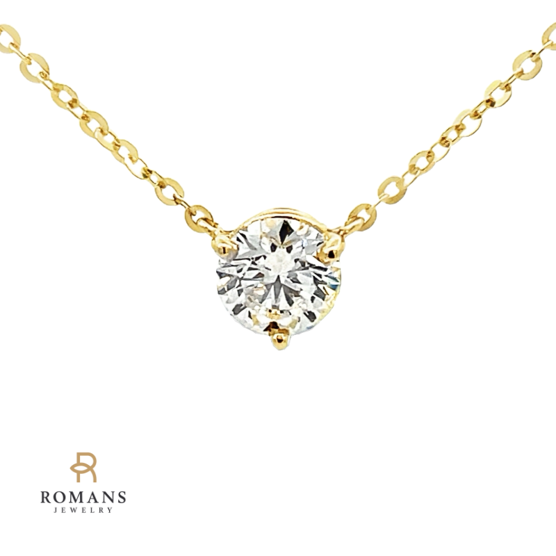 Round Diamond Floating Necklace 14K Yellow Gold .70CT