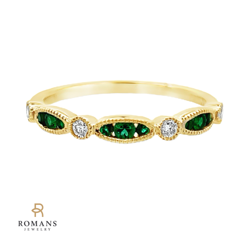 Emerald Diamond Milgrain 14K Yellow Gold 0.25CT