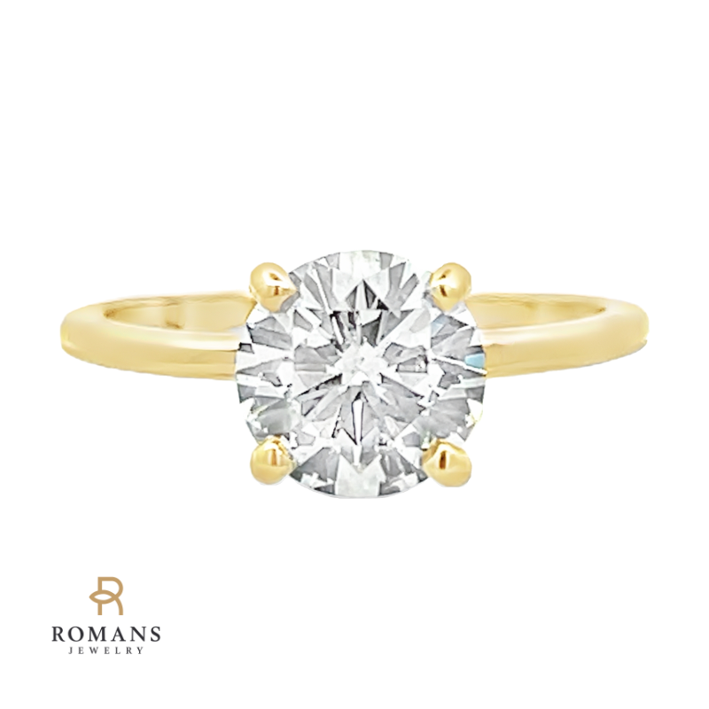 Solitaire Diamond Engagement Ring 14K Yellow Gold 1.59CT GIA