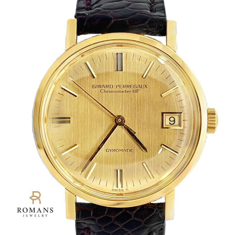 RARE Girard Perregaux Watch Chronomater HF Gyromatic 18K Gold Vintage 1960's