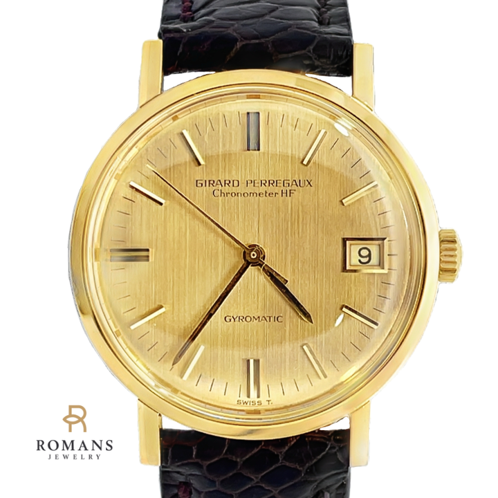 RARE Girard Perregaux Watch Chronomater HF Gyromatic 18K Gold Vintage 1960's