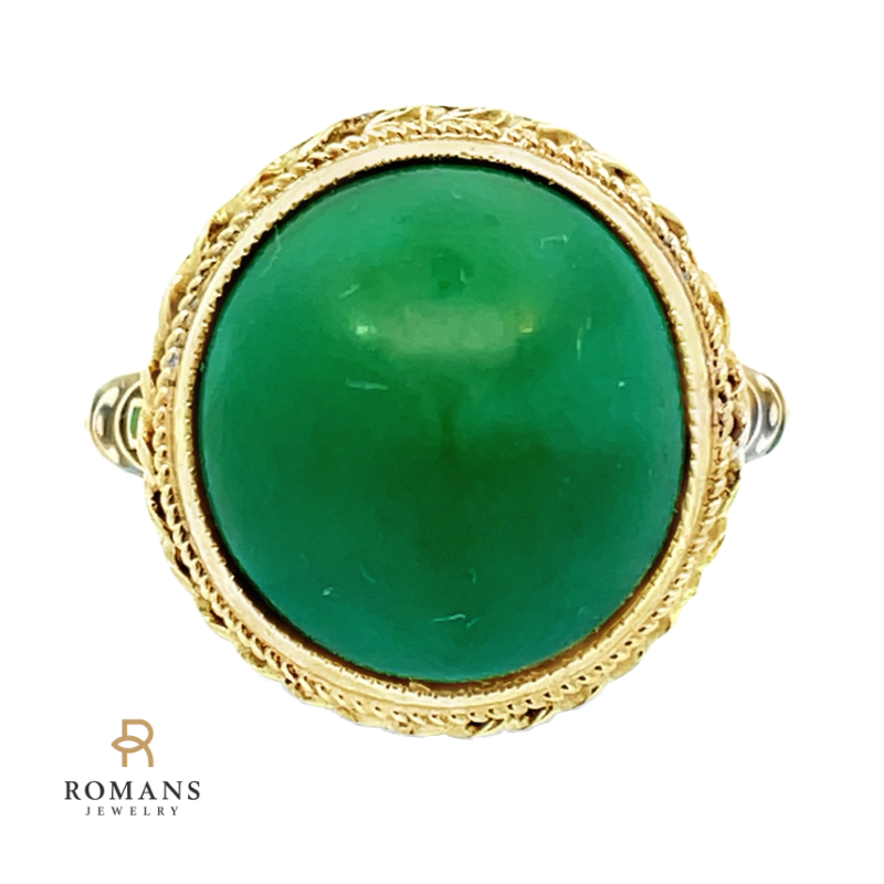 Turquoise Ring Enamel 14K Yellow Gold