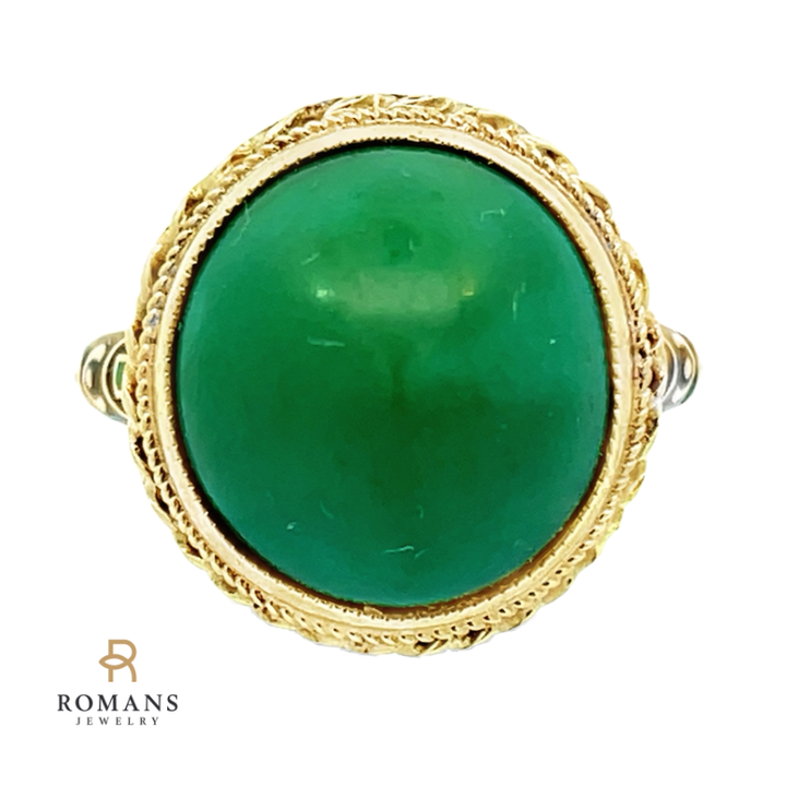 Turquoise Ring Enamel 14K Yellow Gold