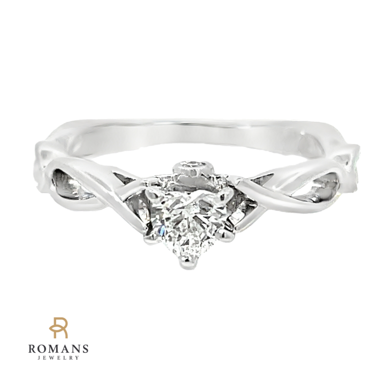 Heart Infinity Diamond Ring 14K White Gold 0.25CT