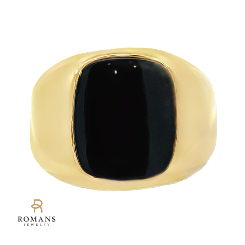 Classic Onyx Mens Ring 10K Yellow Gold