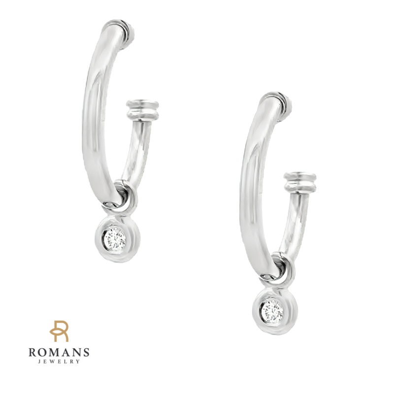 Diamond Half Hoop Earrings Platinum .10CT