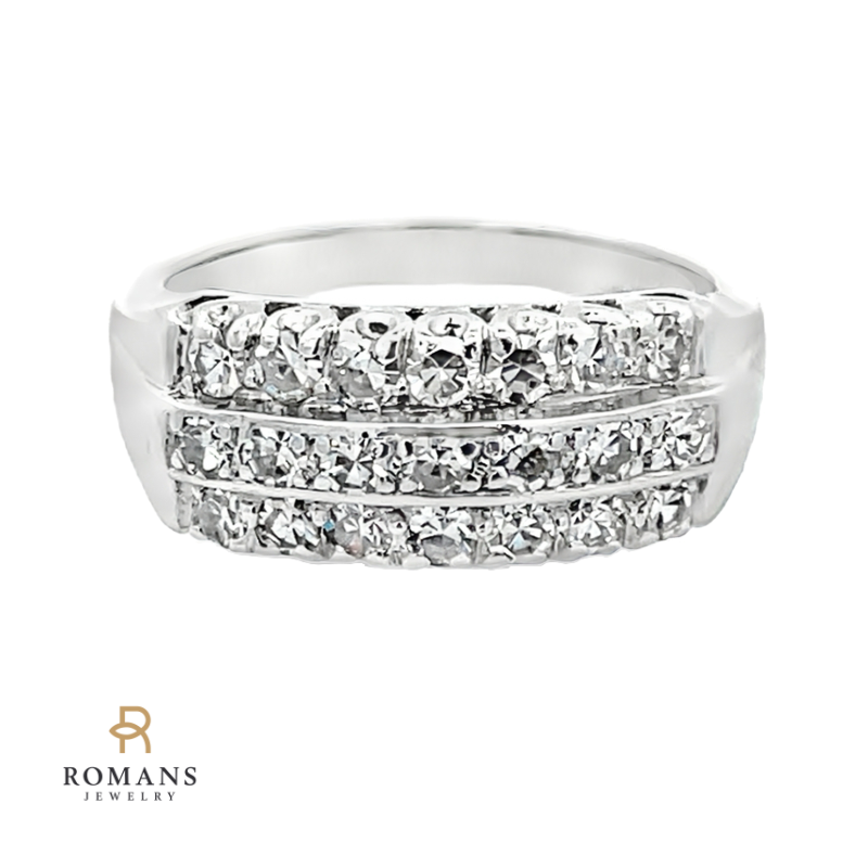 Vintage Single Cut Diamond Band Platinum .63CT