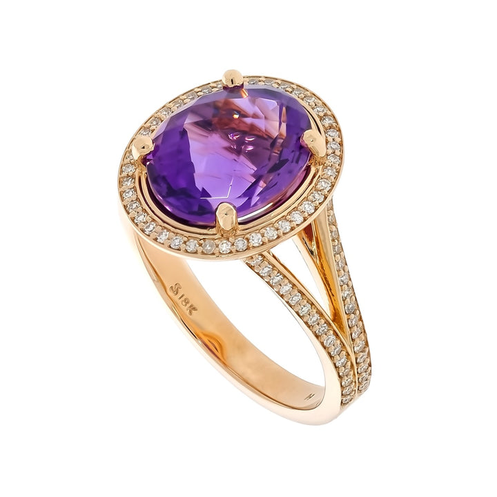 Amethyst Diamond Halo 14K Rose Gold 3.52CT