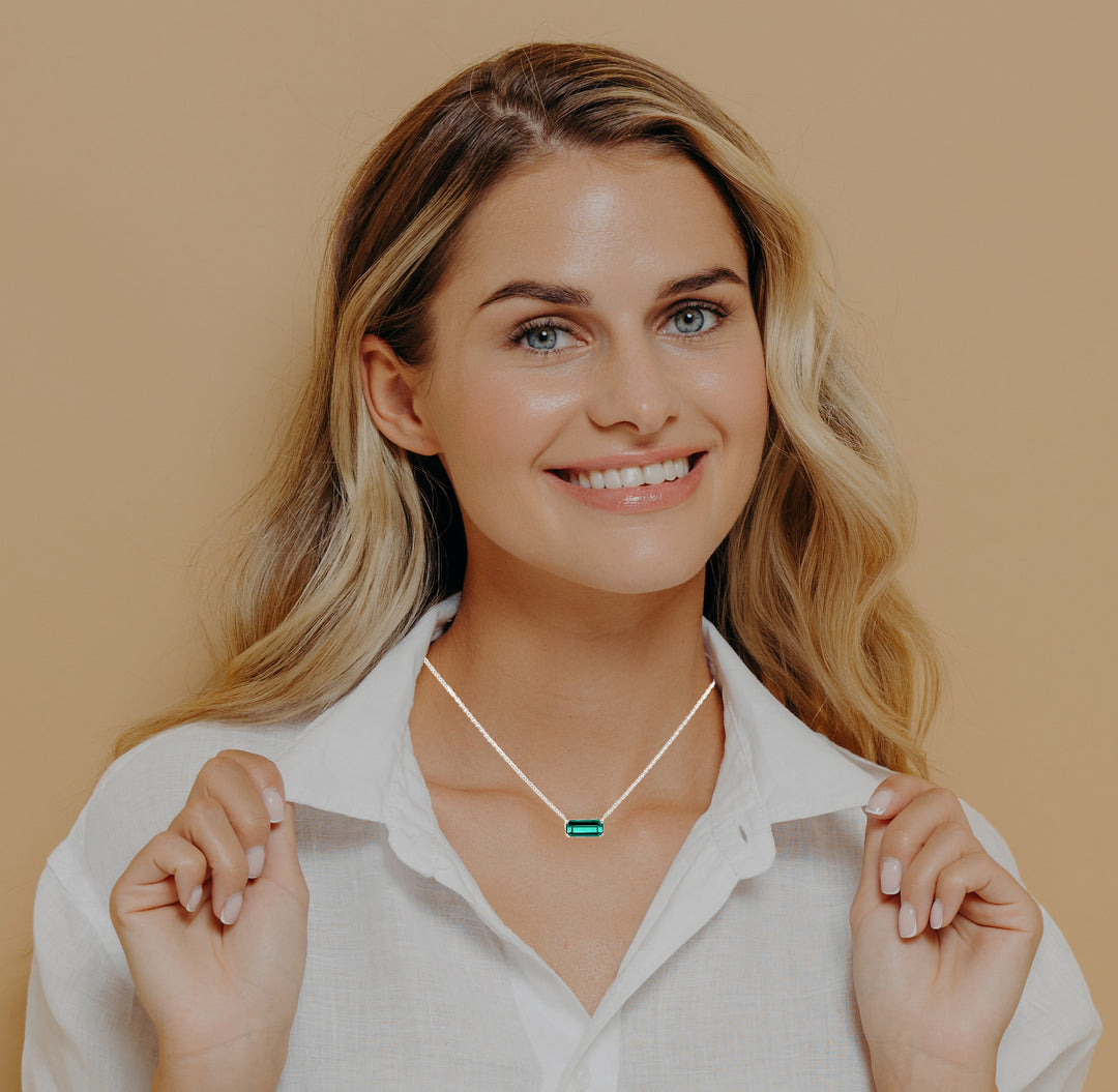 Floating Tourmaline Necklace 14K White Gold 1.01CT