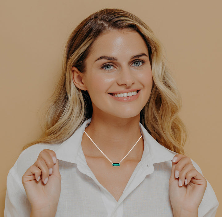 Floating Tourmaline Necklace 14K White Gold 1.01CT