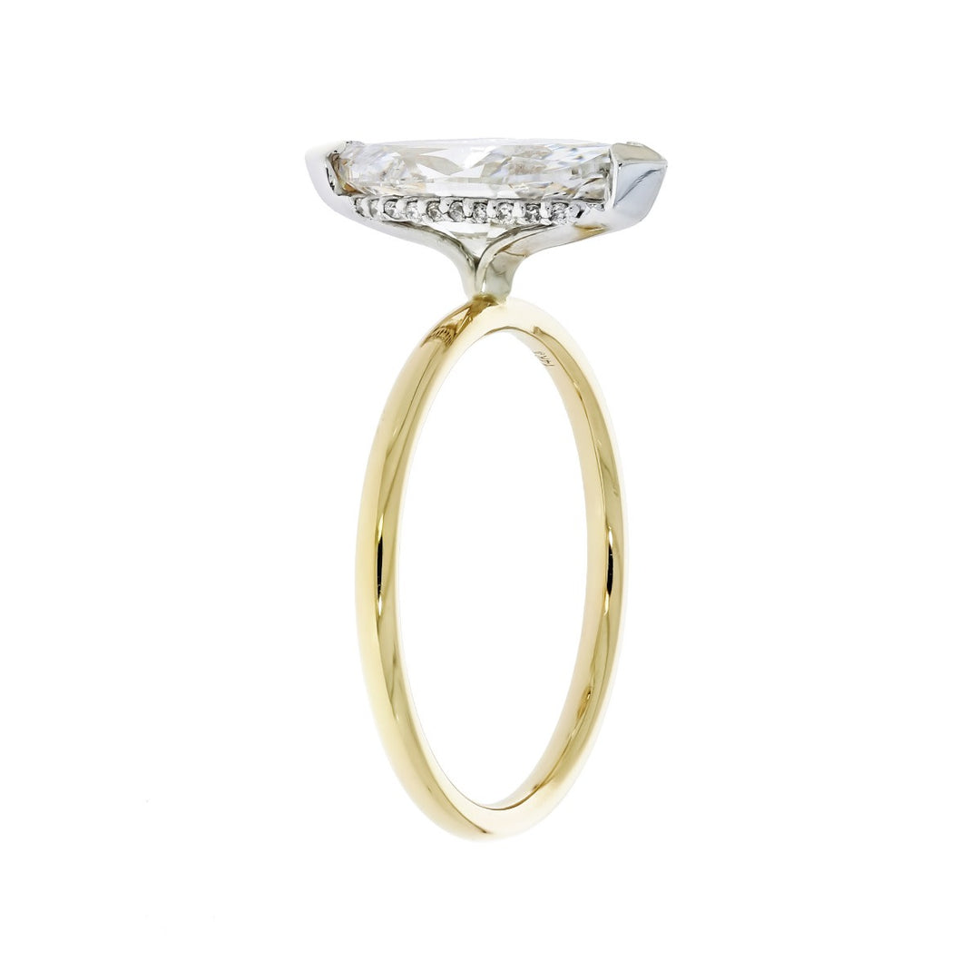 Marquise Diamond Solitaire 14K Two Tone 1.99CT GIA