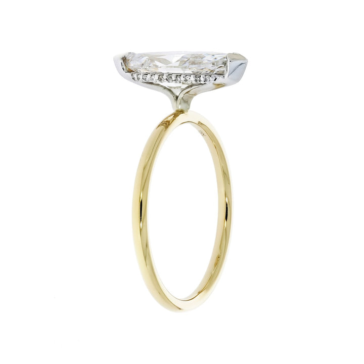 Marquise Diamond Solitaire 14K Two Tone 1.99CT GIA