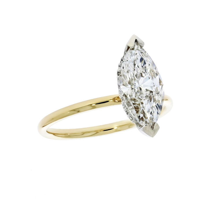 Marquise Diamond Solitaire 14K Two Tone 1.99CT GIA