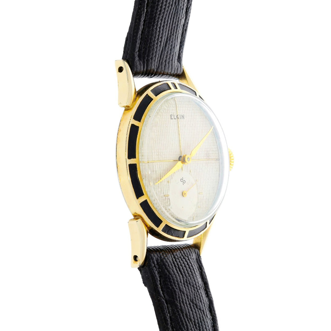 Elgin Enamel Bezel & Crosshair Dial Mens Watch Cal. 712 1940s