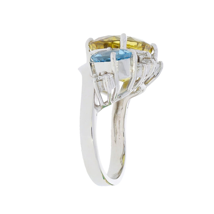 Chrysoberyl Aquamarine Diamond Ring 18K White Gold