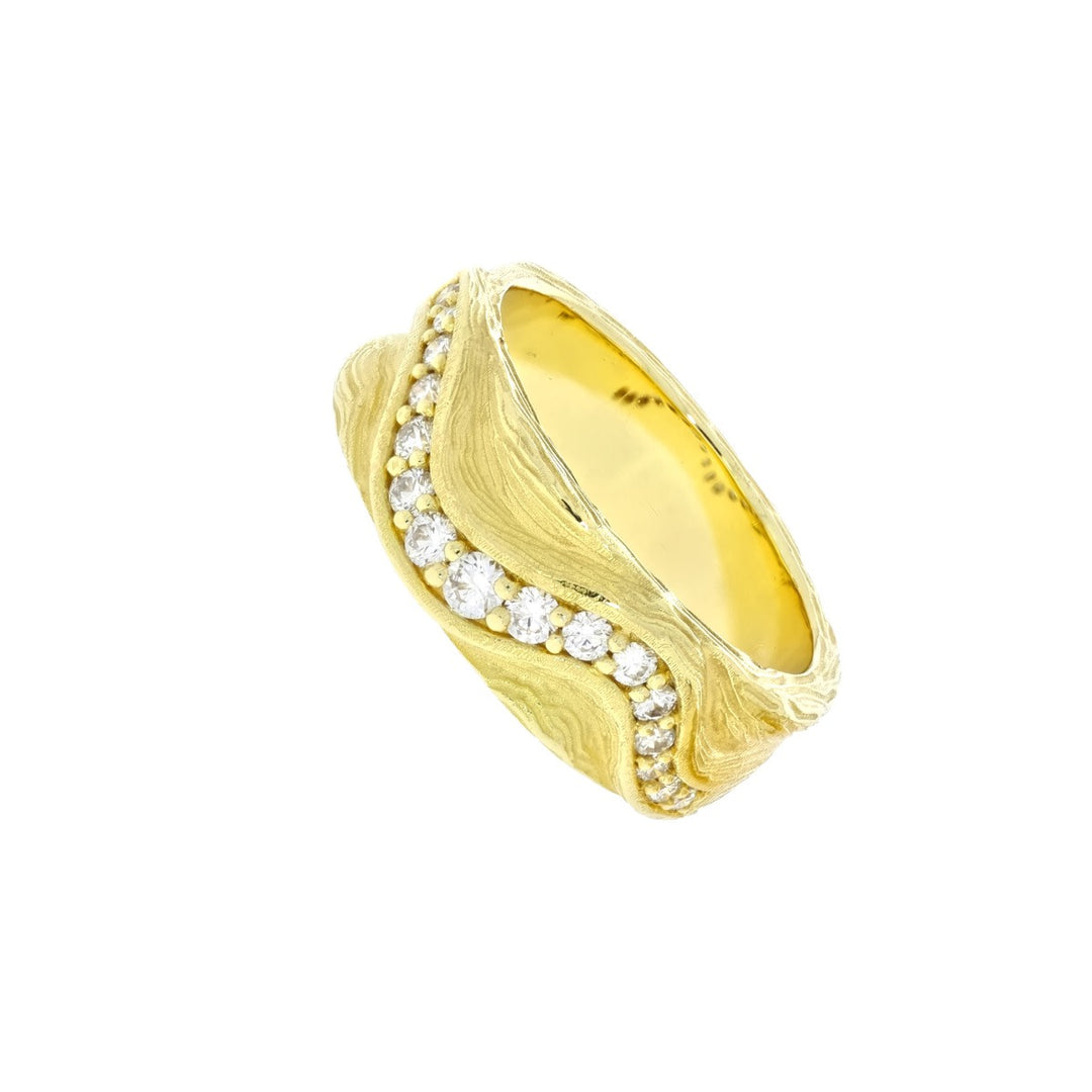 Wood Grain Diamond Band 18K Yellow Gold .25CTW