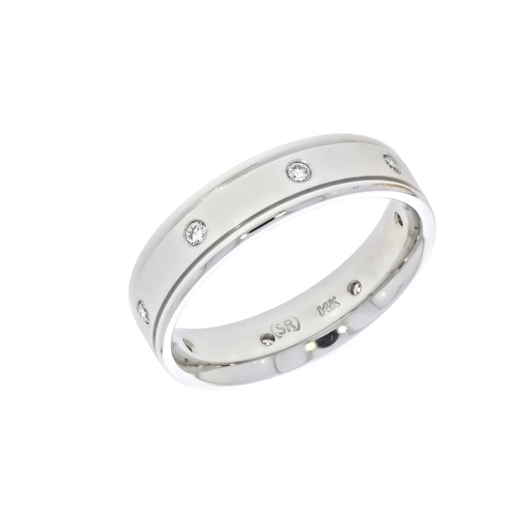 Diamond Men's Wedding Band 14K White Gold .32 CTW
