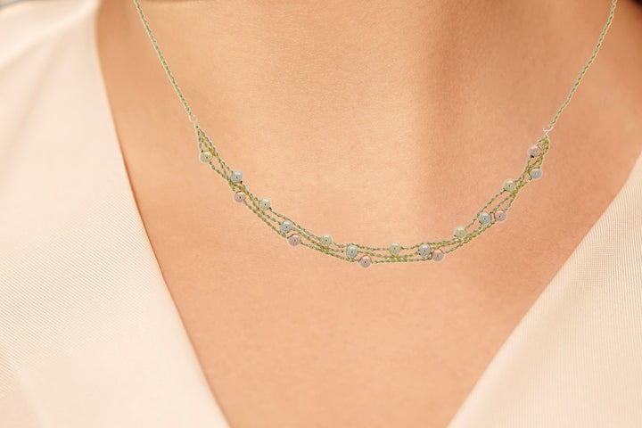 Multiple Row Rope Bead Chain 10K Tri-Tone Gold