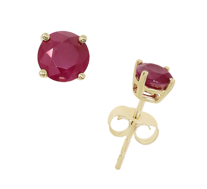 Ruby Stud Earrings 14K Yellow Gold .95CTW