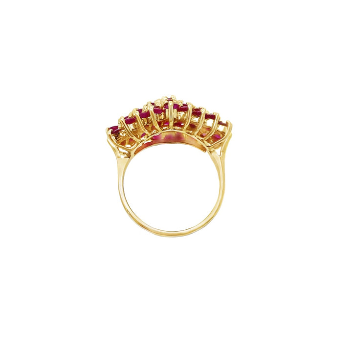 Cluster Ruby Ring 10K Yellow Gold 2.58 CTW