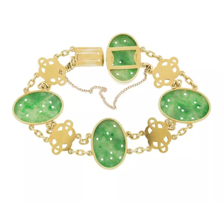 Vintage Tiffany & Co. Jade Bracelet 18K Yellow Gold