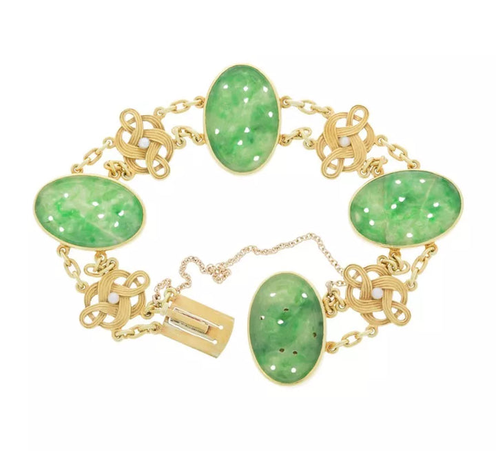 Vintage Tiffany & Co. Jade Bracelet 18K Yellow Gold