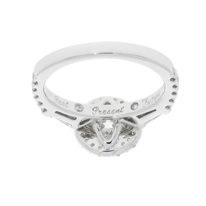 Diamond Halo Solitaire Engagement Ring 14K White Gold 1.53 CT
