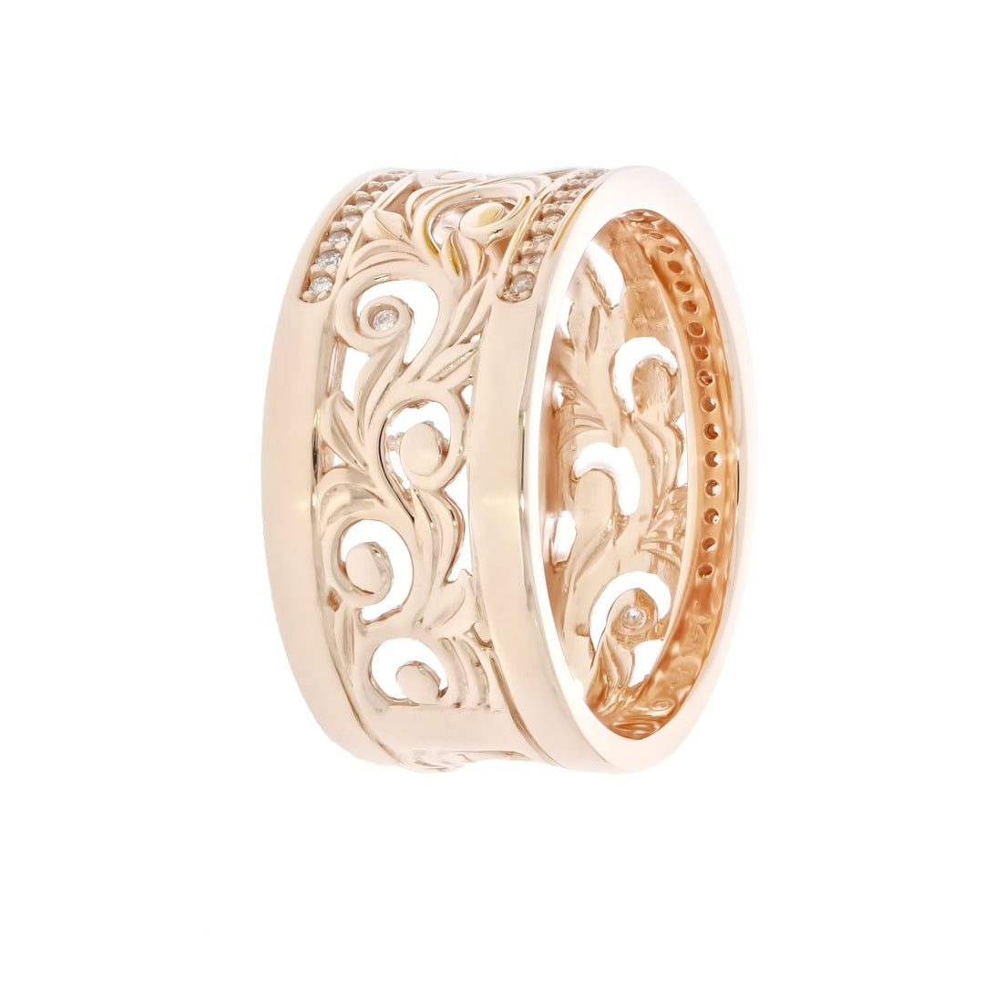 Hawaiian Filigree Diamond Band 14K Rose Gold .11CTW
