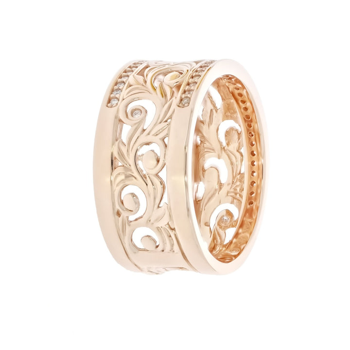 Hawaiian Filigree Diamond Band 14K Rose Gold .11CTW