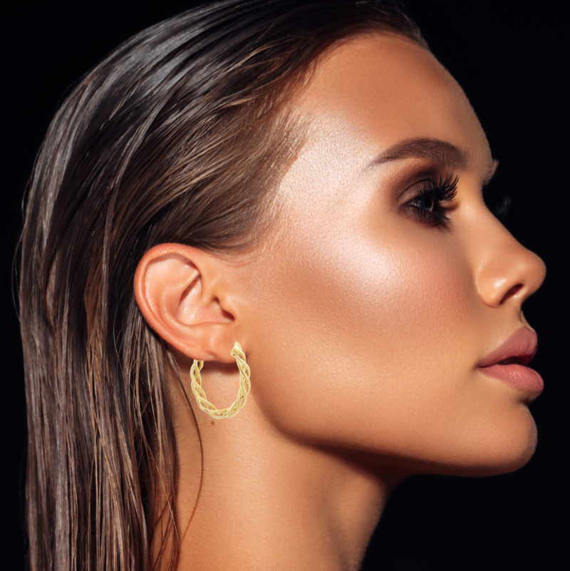 Twisted Hoop Earrings 14K Yellow Gold