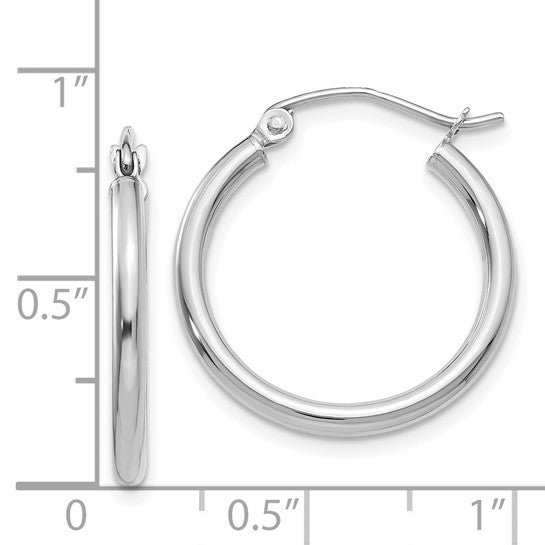 Polished Tube Hoop Earrings 14K White Gold