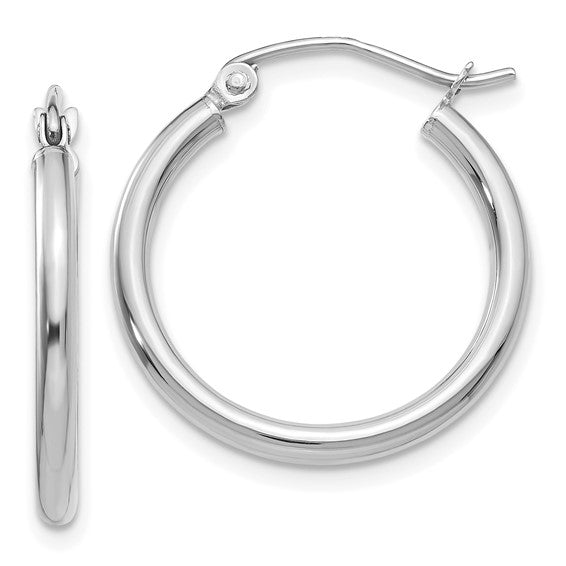 Polished Tube Hoop Earrings 14K White Gold