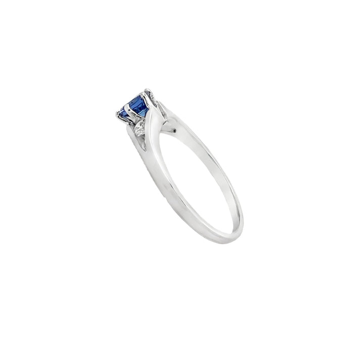 Blue Violet Tanzanite Diamond Ring 14K White Gold .48 CT