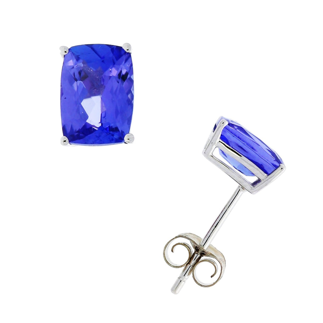 Tanzanite Stud Earrings 14K White Gold 1.60CTW
